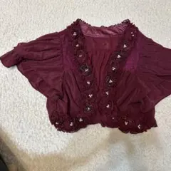 アクシーズワインレッド フレアスリーブ ボレロ