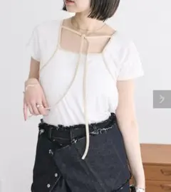 新品【mystic】配色チョーカーカットソー オフホワイトのサムネイル