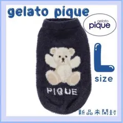 ジェラートピケ　ベア柄ジャガードノースリーブプルオーバー　ネイビーL