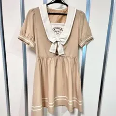 Amavel フリル　セーラー　ワンピース　ベージュ　ブラウン　ロリータ　リボン