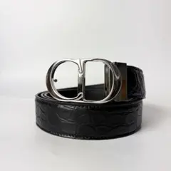 ディオールオム　CDロゴバックル　シルバー　クロコ型押し　メンズベルト