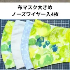 布マスク大きめ4枚セット/ノーズワイヤー入》/フルーツ柄/星柄のサムネイル
