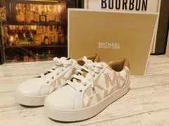 【新品・未使用】マイケル・コース ロゴ柄スニーカーピーナッツ色 24.5cm ★