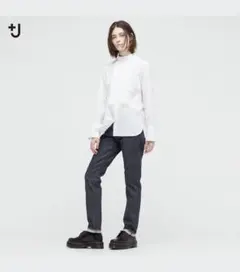 UNIQLO +J セルビッジストレートジーンズ 24 ネイビー 紺 標準丈