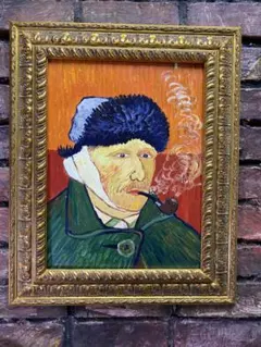 ゴッホ模写 油絵 額縁付き30×40cm 名画インテリア 油彩画 花瓶に生けた