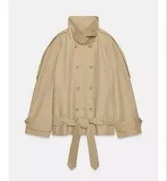 N*様 タグ付き新品★ZARAのショート丈ハイネックトレンチコート★Sサイズ★ベ