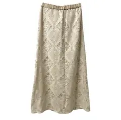 ディスコート レースロングスカート フレア ベージュ 総柄 Aライン 完売品