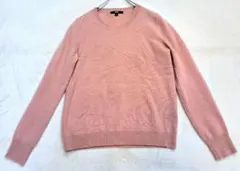 ユニクロ　カシミア100%セーター　クルーネック　サーモンピンク ニット　M