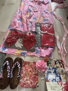 ピンク花柄浴衣・帯セット