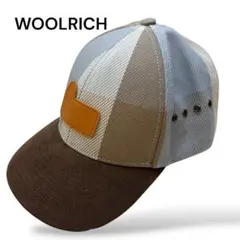美品 Woolrich バッファローチェック フィールドキャップ 牛革 ブルー系のサムネイル
