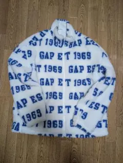 GAP フリースジャケット L ホワイト/ブルー