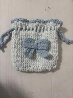 ハンドメイド 編み物 リボン巾着 プリンセスモール