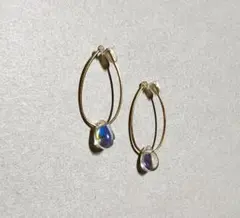 クリア雫　k18ゴールドドロップフープイヤリング