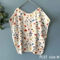 プラステ PLST 花柄カットソー　ノースリーブ　ブラウス