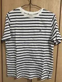 Java ボーダー 半袖Tシャツ ホワイト×ブラック XL