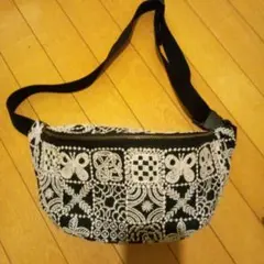 ミナペルホネン フォレストタイルダークネイビー　ハンドメイドボディバッグ
