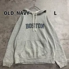 オールドネイビー 灰色 カレッジ風スウェットパーカー L ポケット【9400】