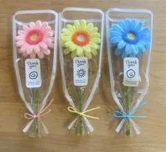 韓国風＊モールフラワー＊ミニブーケ＊枯れない花束3本＊ぬい撮り＊ピンク＊黄色＊青