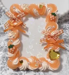 ホイップデコ硬質トレカケースB8オレンジミックス ハート リボン 苺TC-205