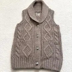 【美品】LOCAL MOTION ウール ケーブル編み ニットベスト コンチョ