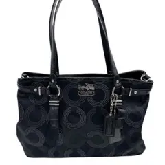 COACH コーチ　ブラック シグネチャー　ハンドバッグ　バッグ