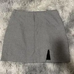 千鳥格子柄　ミニスカート　台形スカート