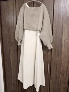 【NICE CLAUP ナイスクラップ】美品　ニット　ワンピース　3way M