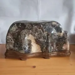 晶洞内ドゥルージー緑色水晶ありオーシャンジャスパー】 磨き石 木製
