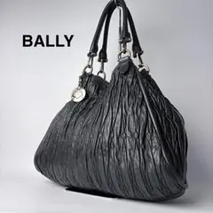 BALLY ショルダーバック トートバッグ ギャザー ロゴチャーム レザー