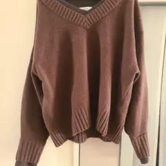 LEPSIM ブラウン Vネック セーター