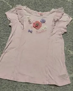 mezzo piano⭐︎ お花とリボン装飾 薄ピンク 半袖Tシャツ