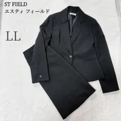 ST FIELD スカートスーツ セットアップ 黒 ストライプ LL 卒業 入学