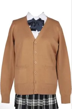 ブラウン Vネック ニットカーディガン