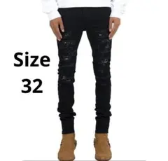 mnml X165 Paisley Stretch Denim Black