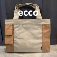 新品 ECCO エコー トートバッグ ナイロン ベージュ×ライトブラウンのサムネイル