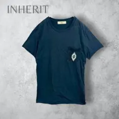 【INHERIT】　ニットポケット　半袖Tシャツ　ブラック　L コットン