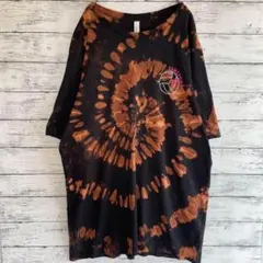 古着 キャンバス Tシャツ ブリーチ加工 タイダイ 奇抜 斬新 ブラック2XL