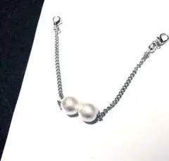 羽織紐　コットンパール　白　シルバーチェーン　羽織　お洒落　着物　留め　レトロ