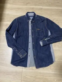 Tommyダークデニム 長袖シャツ ストライプ