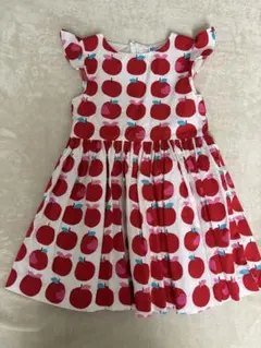 Jacadi ジャカディ リンゴ柄 フリルスリーブワンピース 110cm 美品のサムネイル