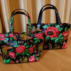 FEILER フラワー柄 ナイロンミニトートバッグ 2点セット