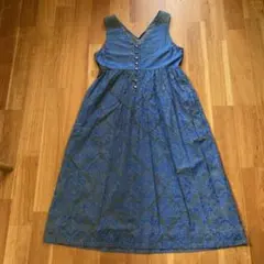 美品】45rpm ノースリーブ ワンピース インディゴブルー 花柄 綿100