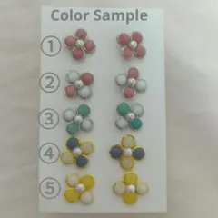 レトロ ピアス 花 Handmade レジン 完成品 SILVER GOLD