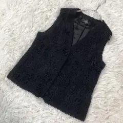 ベスト　トップス　ブラック　Vネック　裏地付き　2620