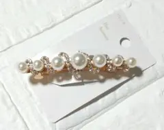 即日発送可※新品未使用※上品パール＆ビジュー※ゴールドバレッタ※セレモニー