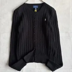 POLO RALPH LAUREN ケーブルカーディガン 黒 M相当 綿100