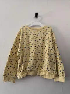 zara キッズ　110cm ワッフル生地　スウェット　イエロー　小花柄