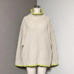 ローリーズファーム ハイネック ニット 配色 ライン ゆったり