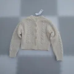 GU パフィータッチケーブルショートカーディガン　（長袖）ナチュラル　S