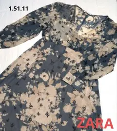 【ZARA】Lサイズ　シフォン　ロング　ワンピース